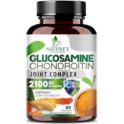 Glucosamine Chondroitin MSM 2100mg - Joint Support Supplement for Joint Mobility & Cartilage Support For Men and Women - Glucosamine Supplements with Turmeric & Boswellia, USA Bottled - 60 Capsules