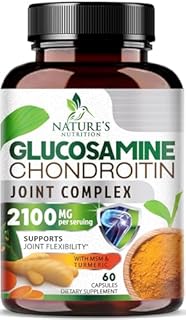 Glucosamine Chondroitin MSM - 3x Strength Joint Support Supplement for Joint Mobility & Comfort For Men and Women, Glucosamine Supplements Complex with Turmeric & Boswellia - 60 Capsules