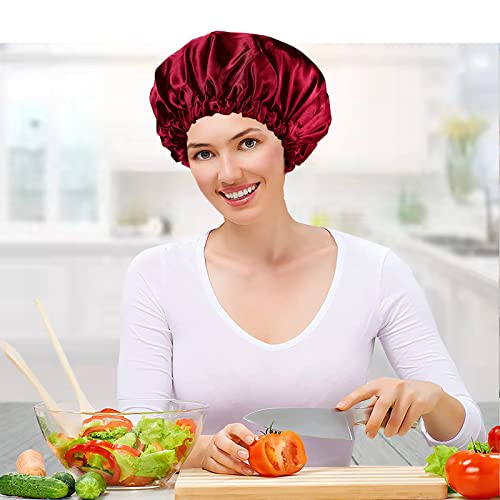 Satin Bonnet Silk Bonnet Sleep Cap For Women - Adjustable Satin Cap Sleeping, Hair Bonnet For Sleeping Satin Bonnet For Hair Bonnets For Women Silk Bonnet For Curly Natural Hair (Red) #TOP2