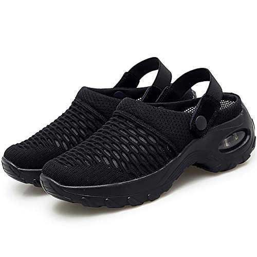 Image of Trsorini Mules Clogs for Women Summer Air Cushion Platform Mesh Mules Sneaker Sandals for Female Lightweight Beach Shoes Outdoor Slippers Walking Shoes