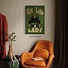 ogyormpi Feminist Canvas Wall Art, Sit Like A Lady Define Lady Empowering Female Poster, Vintage Bold Girl Power Feminine Print, Retro Green Lingerie Women with Champagne Picture 12x16in Unframed #4