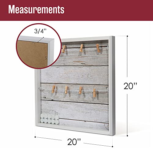 Houseables Picture Frame Collages, Magnetic Picture Boards Display, 20” X 20”, Light Rustic Wood, Hanging Photo Board, W/Clips, 10 Magnets, For Polaroids, Postcards, Memo, Art, Dorm, Wall, Bulletin #TOP1