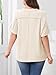 DOMODO Womens Plus Size Tops Short Sleeve Shirts Dressy Ribbed High Low Hem T-Shirts Summer Elegant Crewneck Loose Tunics Beige X-Large