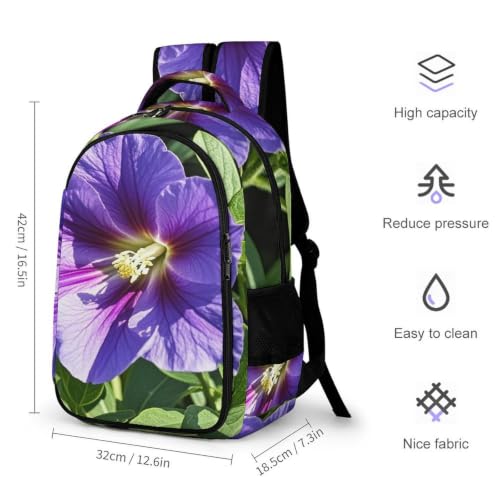 Mochila de viaje floral morada para ordenador portátil y equipaje diario ligero 2