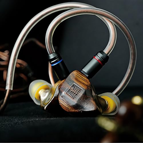 Image of TANGZU FUDU Verse II Hybrid Driver in Ear Monitors, Wired HiFi Earbuds with 1 Titanium Diaphragm Dynamic Driver, 2 Balanced Armature for Audiophile Musician (Bronze, 4.4mm)