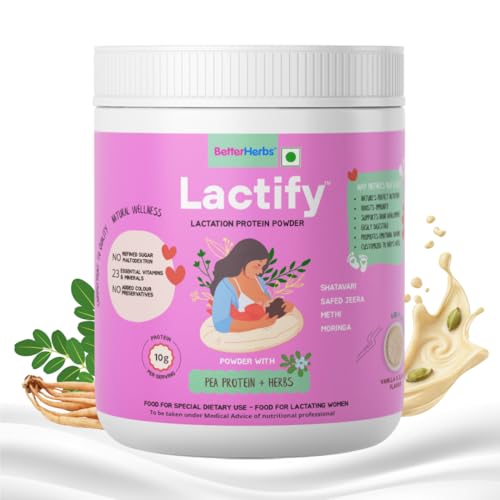Image of Lactify Lactation Protein Powder with Shatavari to increase Breast Milk for Feeding Mothers 325 g Vanilla Elaichi Flavour | Mother's Recovery with 23 Essential Nutrients | No Refined Sugar & Preservatives