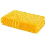 serviette de toilette jaune moutarde QUALITÉ PREMIUM 100 % COTON – Serviette de bain de haute qualité en éponge dense : douce, absorbante et résistante, idéale comme serviette de bain grande taille ou drap de bain pour un confort maximal.