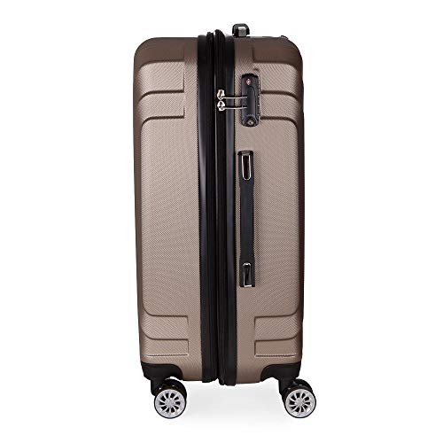 Conjunto Malas de Viagem Expansível Abs Premium Gosuper Viena Rodas Duplas Giro 360º 3 Peças Champag