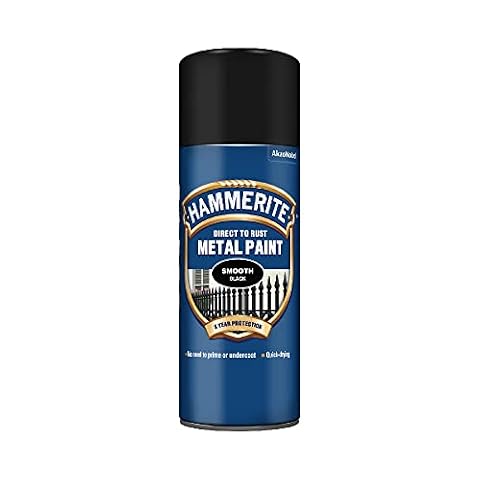 Hammerite Farba w sprayu do metalu. Bezpośrednia rdza zewnętrzna czarna farba metalowa, gładkie wykończenie. Odporna na korozję farba z czarnym połyskiem i odrdzewiacz, 8-letnia ochrona - aerozol 400