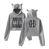 WODGTYMF Dharius Playera Parental Advisory Hoodies Sweatshirts for Girls Cat Ear Crop Top Hoodie Youth (Gray,L)