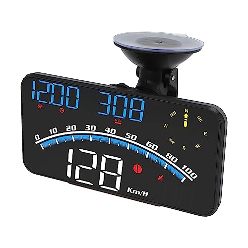 TQQEPOOL 5 Inches Head Up Display Windshield Projector,Multi-Function for Battery Power Percent Display Brake Warning Indicator
