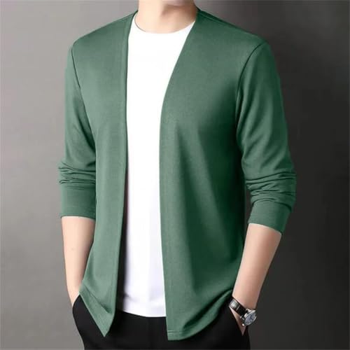 Men’S Open Front Knitted Cardigan Sweater Long Sleeve V-Neck Casual Slim Fit Outerwear Top2