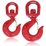 2Pcs 3 Ton Swivel Lifting Hook, Heavy Duty Crane Swivel Hook with Safety Latch, 6600 lbs Rotating Hoist Hooks Swivel Eye Sling Hook, Universal G80 Swivel Chain Hooks for Lifting Chains
