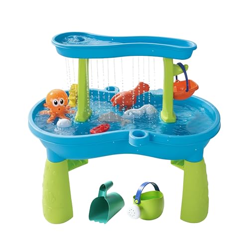 Relaxdays Wasserspieltisch 2 Etagen, viel Zubehör, HxBxT...