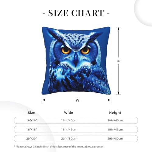 Housse de coussin hibou bleu double face lavable pour canapé