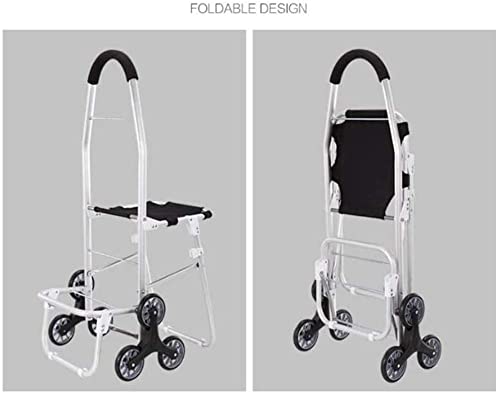 FGDFGDG Einkaufswagen Mit Sitzhocker, Einkaufstrolley 6 Räder, Aluminium-Einkaufswagen, Senioren, Lebensmitteleinkauf… – Bild 4