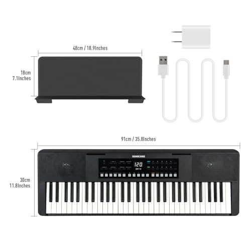 SONICAKE Piano numérique à 61 touches pour débutants Haut-parleurs Bluetooth intégrés, écouteurs, 300 sonorités, 300 rythmes et 80 démonstrations - Les Beatles, Paul McCartney, John Lennon, RIngo Starr, George Harrison SONICAKE Piano numérique à 61 touches pour débutants Haut-parleurs Bluetooth intégrés, écouteurs, 300 sonorités, 300 rythmes et 80 démonstrations – Image 8
