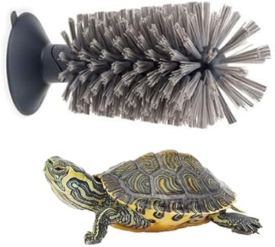 Turtle Brush with Suction Cup for Tank Scratches Back Brush Shell Cleaning Brush Scrub Red Eared Slider Turtle Exfoliate Brush for Remove Turtle Shell Scutes Grey