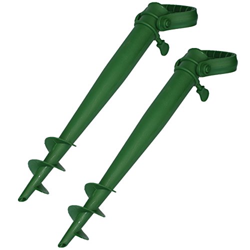 CrazyGadget 2 x Garden Beach Parasol Umbrella Rotary Airer Flag Pole Anchor Screw In Ground Spike Stand Holder (Green)