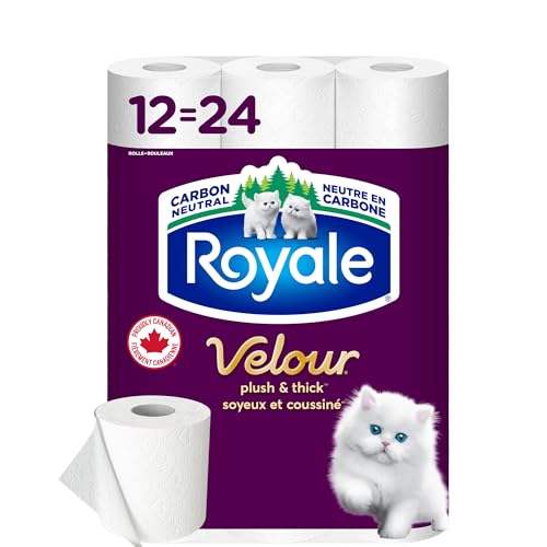 Royale Velour Toilet Paper, 12 Equal 24 Rolls, 142 Bathroom Tissues per roll by Royale - Used condition - CA$6.27