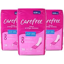 Carefree Extra Long Panty Liners, Unscented, Multi-Fluid Protection, 36 Count Pack of 3
