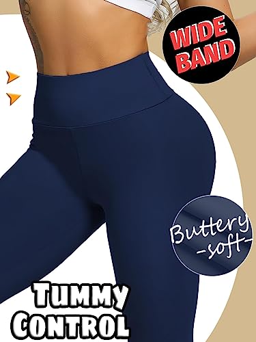 Feazac Women Ruched Butt Lifting Yoga Capris Leggings High Waist Knee Length Capris For Gym Workout Running Biker Naked Feeling Booty Scrunch Tights Capri - Navy Blue, Small #TOP3
