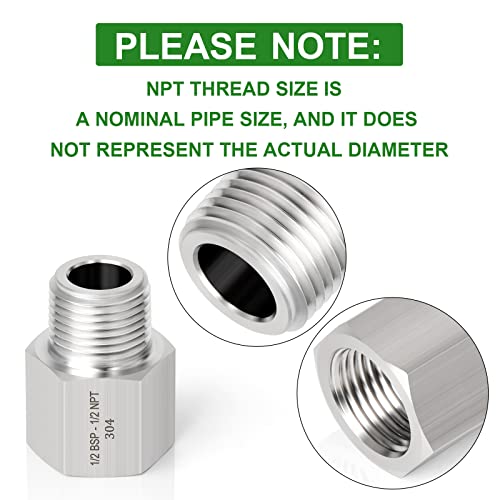 taisher 2pcs forging of 304 stainless steel fitting reducer adapter 1234 npt male x 1234 g thread bsp female