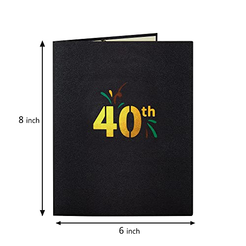 Homanga Happy 40Th Birthday Pop Up Card, 40Th Birthday Card With Note And Envelope, 40Th Birthday Gifts For Husband, Wife, Men, Women, 40 Years 3D Pop Up Birthday Greeting Card 6" X 8" #TOP1