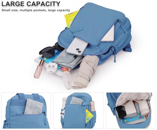 Image of Pealwel Mini Nylon Women Backpacks,Small Ladies backpacks Lightweight Shoulder Satchel Bag Tote Handbag Casual Travel Daypack (Blue(A))