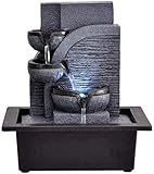  XPF Fontaine De Table D\'intérieur Primst pour Bureau Fontaine Cascade De Relaxation avec Boule De Cristal LED Pompe Automatique Décor pour Salon,D