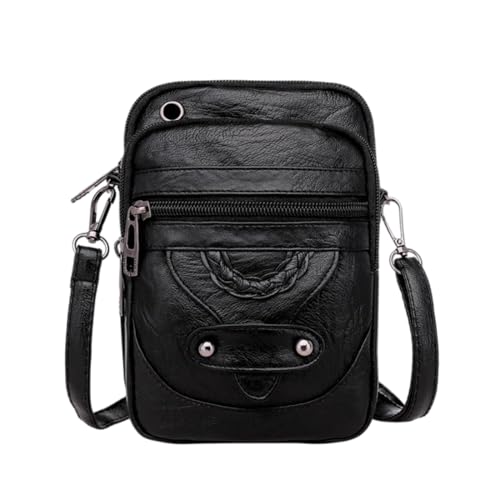 OuLi Store - Bolso bandolera para mujer y hombre, pequeño para teléfono móvil, Crossbody y mini bolsa de piel sintética, con cartera, bandolera, color negro