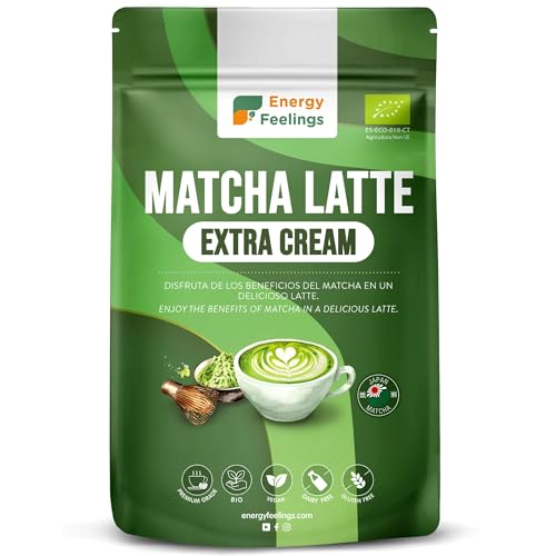 Energy Feelings Matcha Latte Ecológico Extra Cream 500g, Mix Té Matcha Japonés Premium Instáneo en Polvo, Sin Gluten, Sin Azúcares Añadidos, Vegano. Fortalece Sistema Inmunitario