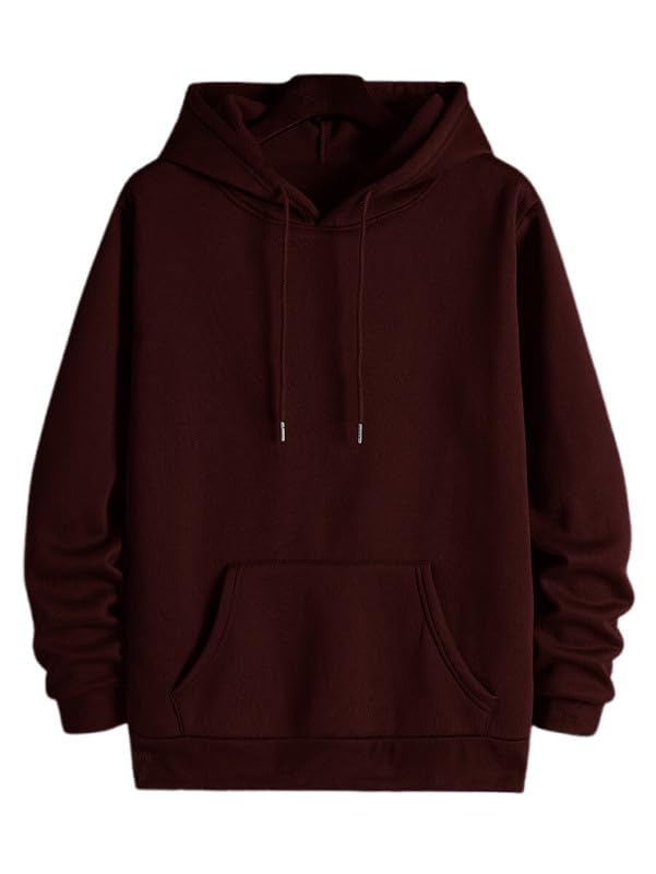 lazychunks || Solid Hoodie for Men Cotton Blend Fleece Regular Fit Hooded Sweatshirt Full Sleeves Jumper Hoodie || Unisex Hoodie-picture-1