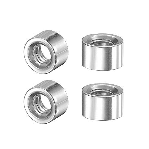 sourcing map Redondas Soldar Tuercas, M6 x 10mm x 6mm Soldar Tap�n Hembra Tuerca Roscada - 201 Acero Inoxidable Inserto Soldable 4uds