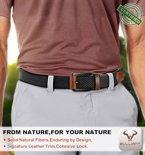 Image of BULLIANT Men Belt Rerversible Golf Belt Stretch Braided for Gift Men 1 3 /8 inch-2 In 1 Belt