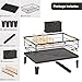 JYPS Dish Drying Rack for Kitchen Counter Decor with Drainboard Auto-Drain，Rustproof Dish Rack Drainers with Utensil Holder, Wooden Handles，360° Rotatable Drainer, Higher Legs (Black)