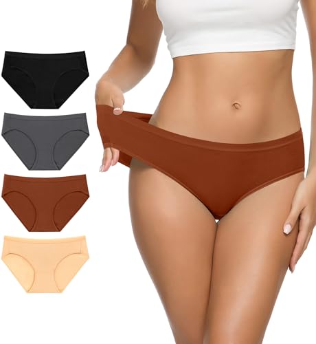Image of Eiggam Women's Cotton Bikini Panties,High-Cut Full Coverage Stretch Cool Underwear for Women
