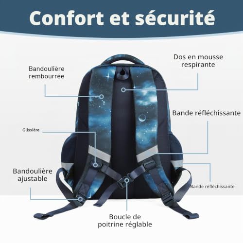 wooshwa Sac à dos pour enfant garçon et fille de 6 à 12 ans, Route de lait, 43 x 32 x 14.5 cm, Décontracté – vue 6