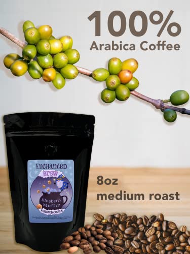 Enchanted Brew Gourmet Flavored Coffee, Artisan Infused Medium-Roast Arabica Coffee Beans - 8 Oz Bag, Ground (Blueberry Muffin) #TOP3