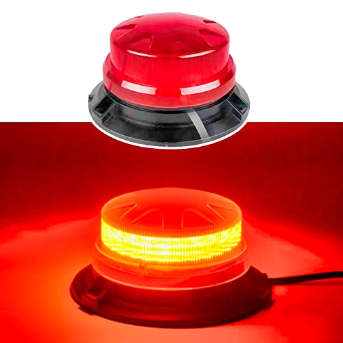 Red Led Emergency Strobe Beacon Lights with Magnetic Mount and 8 Flash Models Warning Safety Flashing Rooftop Signal Lamp for Firefighters Police Construction Vehicle Tractor Truck (24-LED 12V-24V)