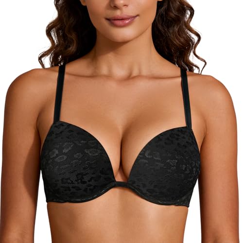 Image of Wingslove Women's Push Up Bra Deep V Plunge Underwire T-Shirt Bra Multiway 2 Cups Up