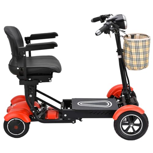 Image of Dragon Mobile EX Medical Power Sooter for Easy & Fun Mobility, Holds 300 lbs, Foldable Detachable Seat with Padded Armrests, Complies with FAA to Be On Airplanes - Matte Red