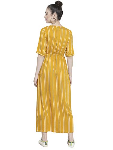 Image of Color Cocktail Women's Yellow Stripe Dress