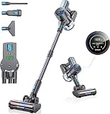 Laresar Elite 4 Akku Staubsauger, 400W/33Kpa Stabstaubsauger Kabellos mit Dual-Display, mit Ladestation, Staub Automatisch Erkennen, Beutellos für Tierhaare, Grau