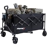 MoverX 220L Festival Trolley on Wheels, Folding Wagon, Portable Camping Cart, Collapsible Foldable Trolly for Beach Outdoor Garden Picnic Shopping Fishing, Wide Wheels, Adjustable Handle, Black