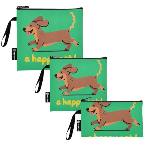 A Happy Dachshund Do 3 bolsas reutilizables con cierre miniatura 1
