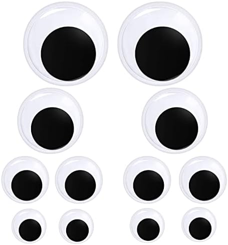 12 Pieces Large Wiggle Googly Eyes 2 Inch 3 Inch 4 Inch 5 Inch Self Adhesive Black White Plastic Giant Wiggle Googly Eyes for DIY Crafts and Home Decoration (Diameter Size 5cm,8cm,10cm,13cm)