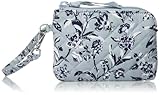 Vera Bradley Women's Cotton Clip & Zip Mini Pouch Wallet, Perennials Gray - Recycled Cotton, One Size