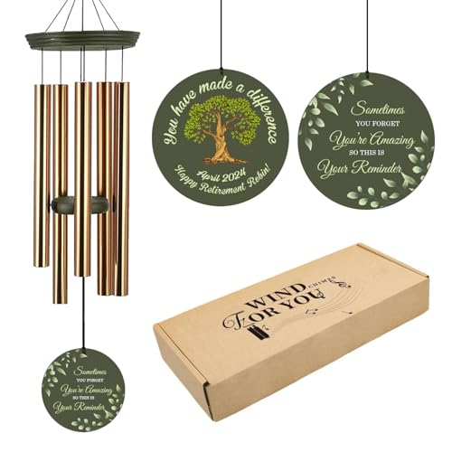 Image of ASTARIN Personalized Wind Chime - Happy Retirement Gift for Teachers, Nurses, Coworkers - Wind Chime for Her or Him