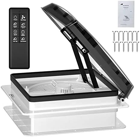 2012 Air Max 14" Vent RV Roof Vent Reversible Exhuast Fan, Ultra Low Sound RV Air Ventilation Ceiling Fan 12V Remote with Rain Sensor